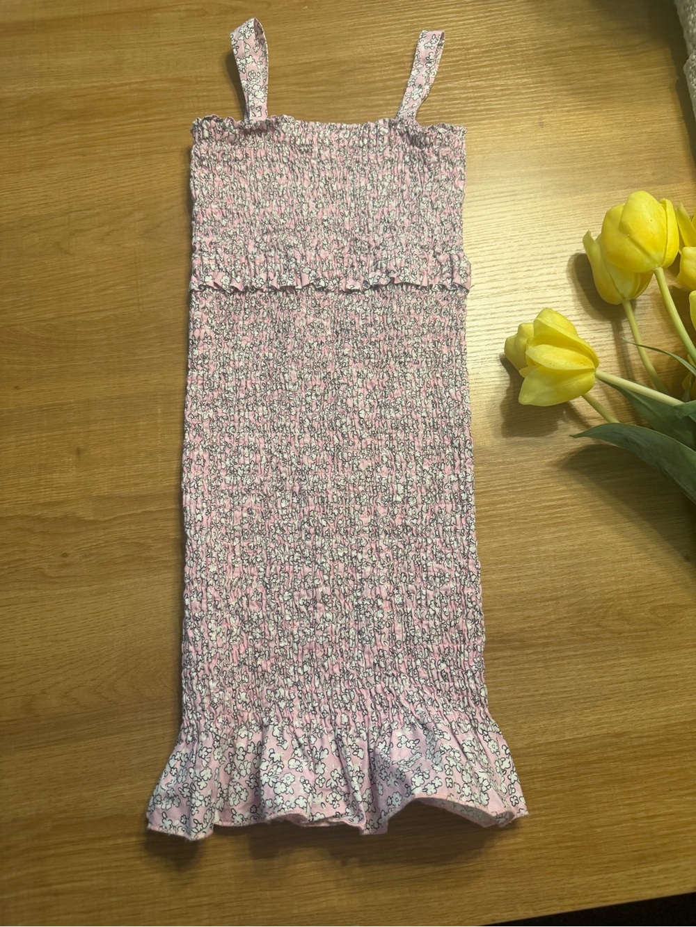 Theme Pink Floral Smocked Sundress